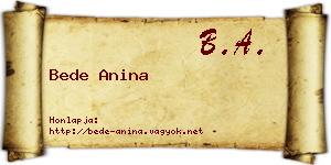 Bede Anina névjegykártya
